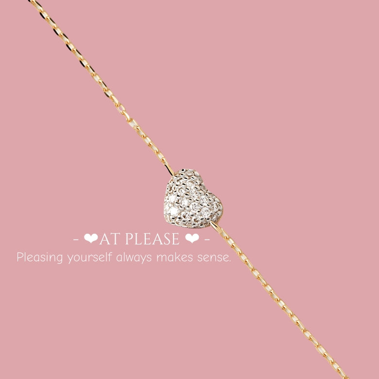 S925 Sterling Silber Volle ZC Mikropflasterfassung Mini Herz Kettenarmband | Stapelbarer Schmuck