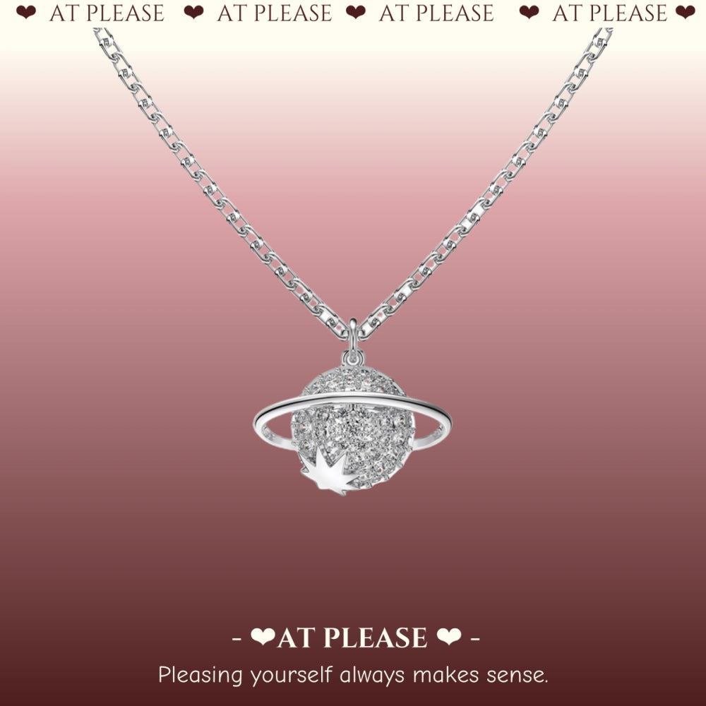 Himmlische Planeten Halskette – S925 Sterling Silber mit Zirkonia, minimalistischer Schmuck im In-Style