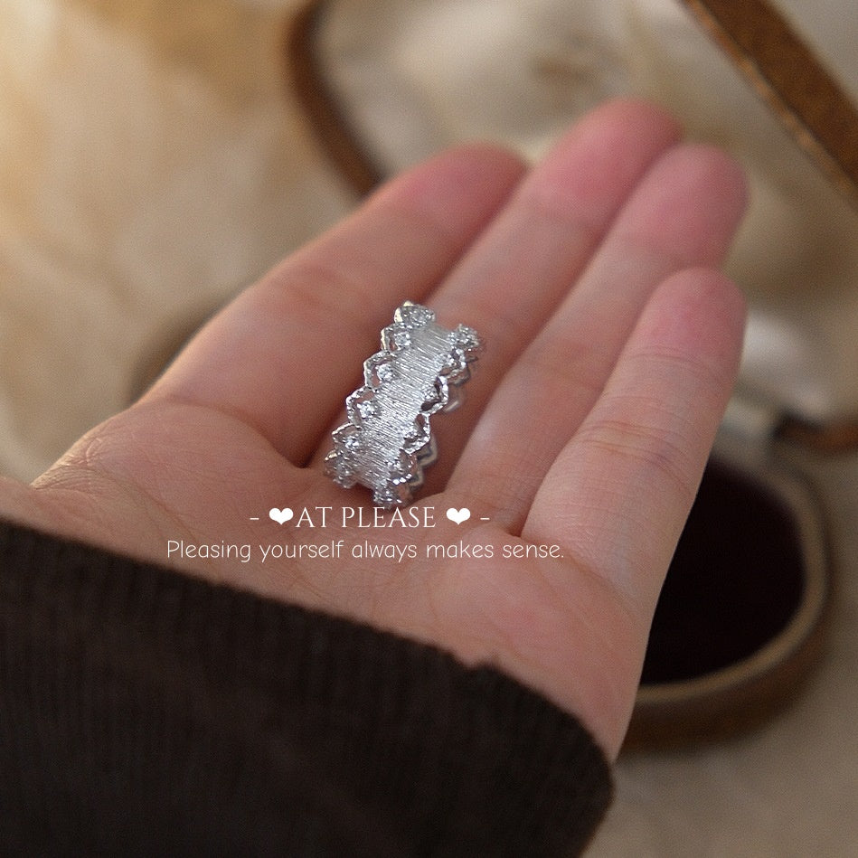 925 Silber Vintage Spitzenring – Mattiertes antikes durchbrochenes Design