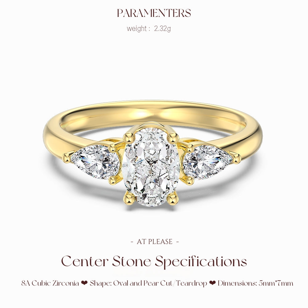 925 Sterling Silber Pariser Eleganz Dreifach-Steinring | Brillantschliff-Schmuck