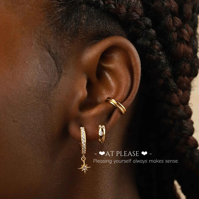 S925 Silver Minimalist Star Dangle Earrings with Diamond-paved- High-End Fashion Elegance