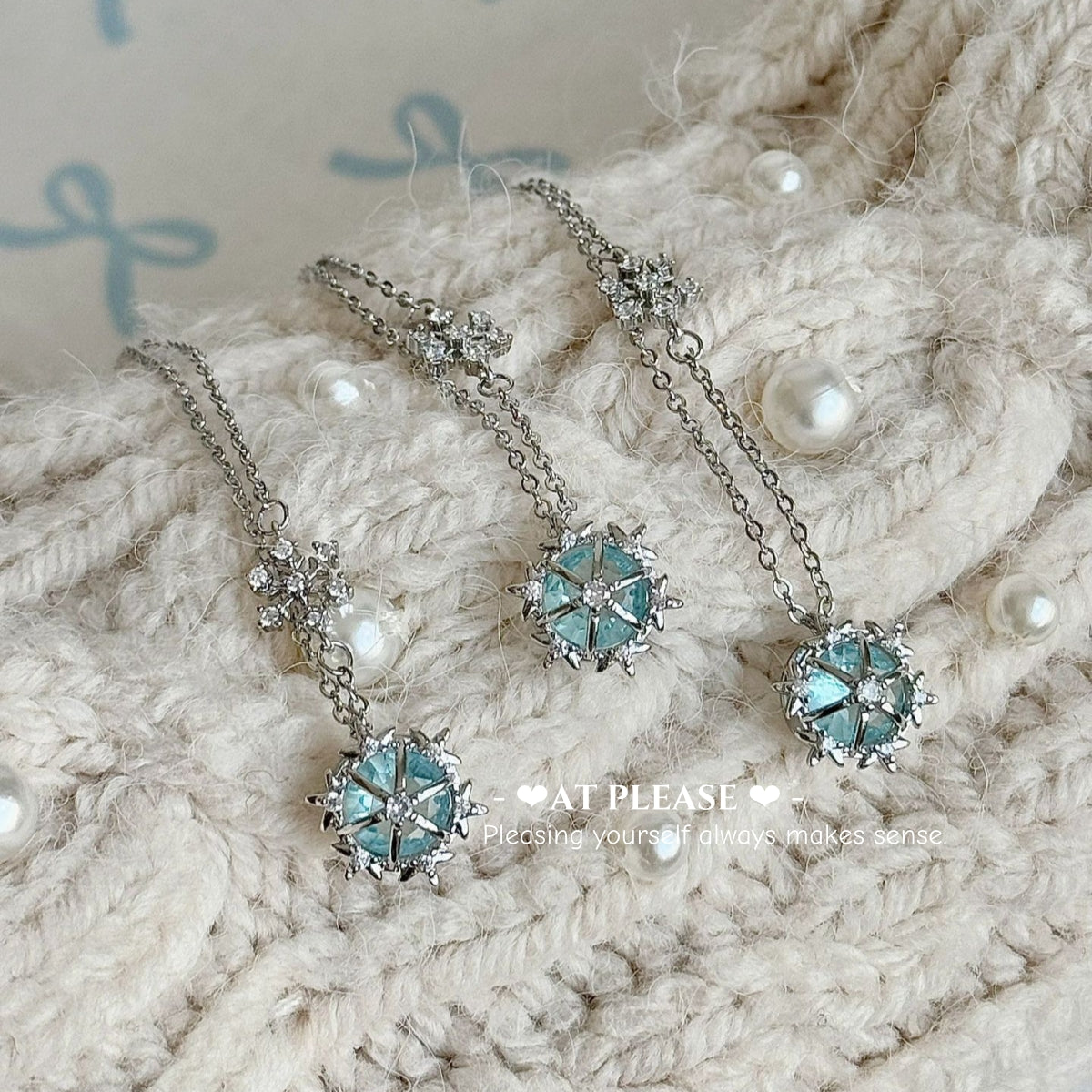 Sapphire Snowflake Necklace - S925 Sterling Silver Collarbone Jewelry