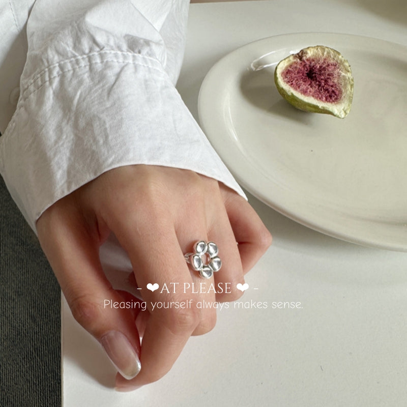 Minimalistischer Statement-Ring aus 925er Sterlingsilber mit Blumenmuster