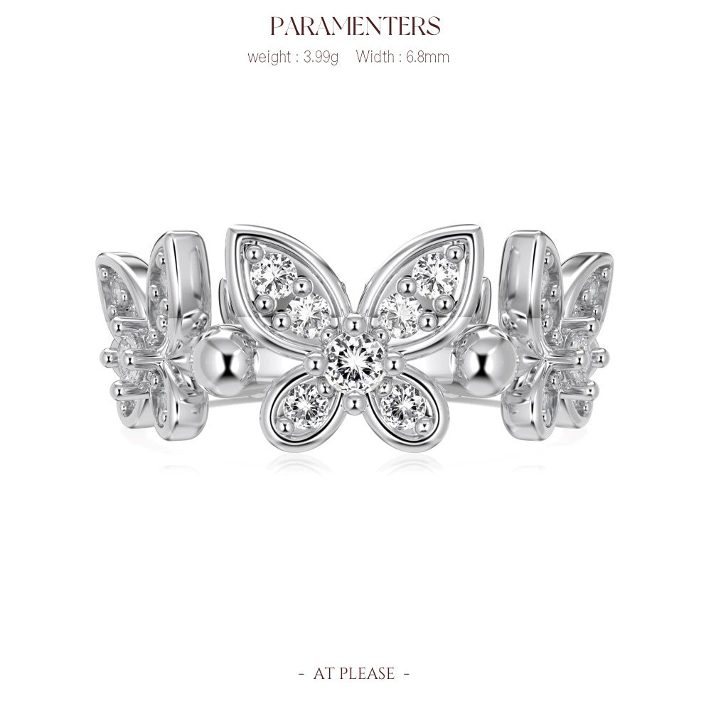 925 Sterling Silber Einzigartiger Schmetterlings-Zirkonring – Exklusiver Boutique-Schmuck