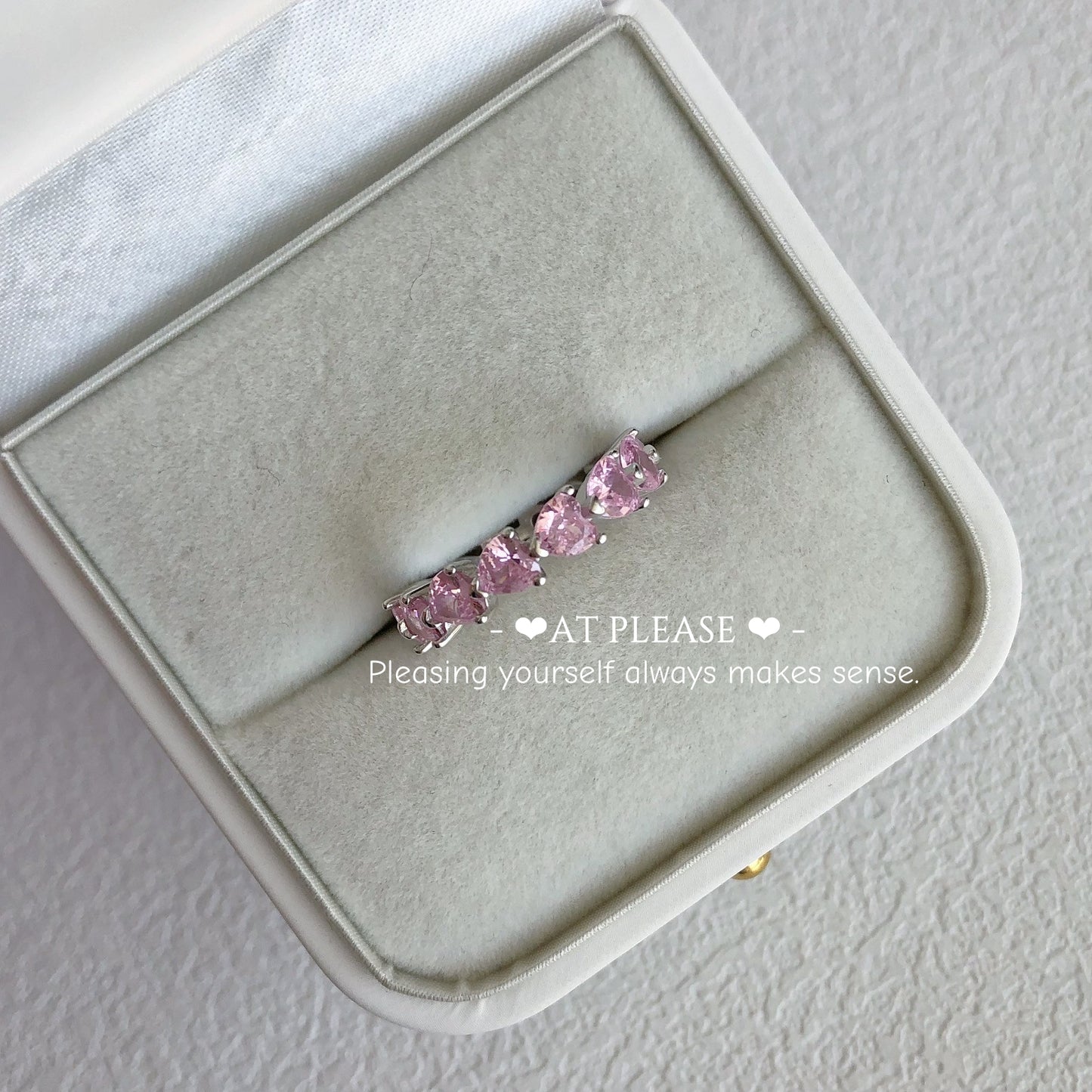 S925 Sterling Silber Rosa Herz Zirkonia Ring | Hochzeitsbankett Nordischer Hit Designer Stil