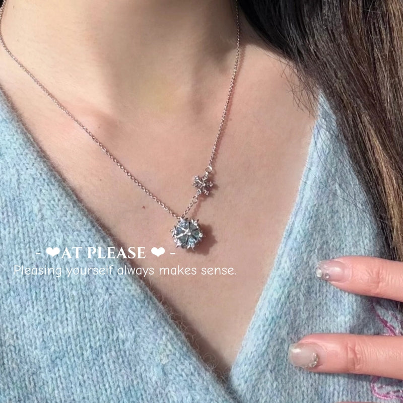 Sapphire Snowflake Necklace - S925 Sterling Silver Collarbone Jewelry