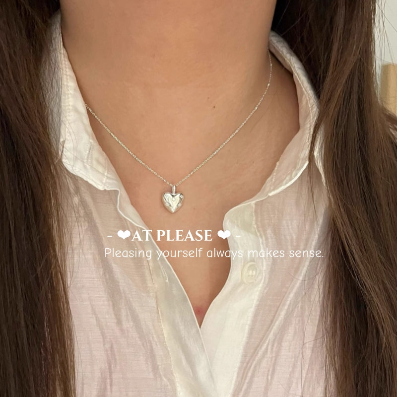 S925 Sterling Silver Heart Necklace - Minimalist Jewelry with Zircon Accents