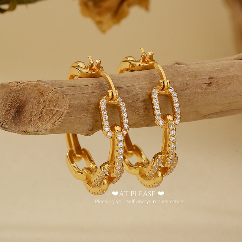 S925 Silver Interlocking Geometric Hoop Earrings - Light Luxury Fashionable Statement Earrings with High-End Feel - 18k Gold Plated