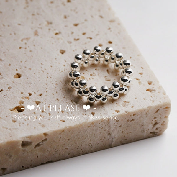 Koreanischer minimalistischer Ring aus 925er Sterlingsilber mit elastischen Perlen | Normecore