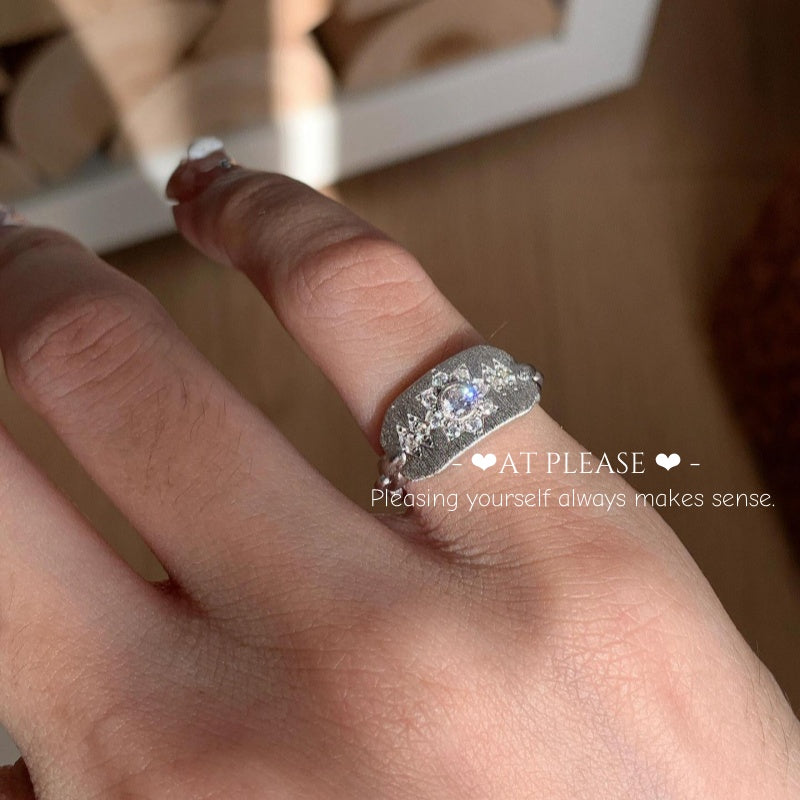 925 Silber Oktagramm Schild Ring für den kleinen Finger – Antik Gebürsteter Talisman