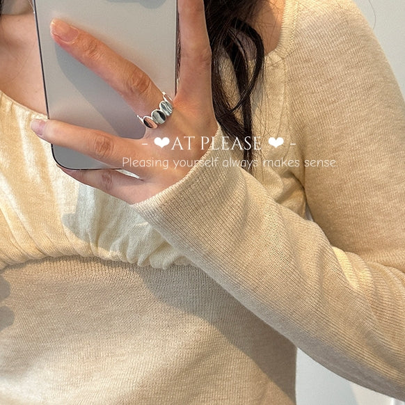S925 Sterling Silver Polished Geometric Ellipse Ring | Minimalist Instagram Jewelry
