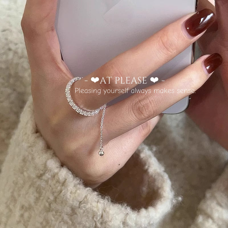 Verstellbarer Ring aus S925 Sterlingsilber mit quadratischem Diamanten – Minimalistischer Luxus