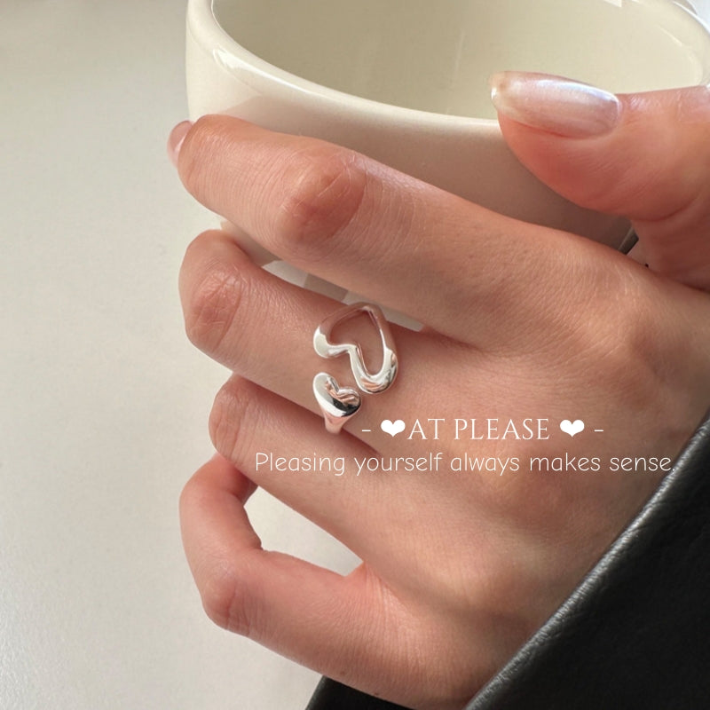 S925 Sterling Silber Pfirsich Herz Umarmungsring - Minimalistisch & Stylisch