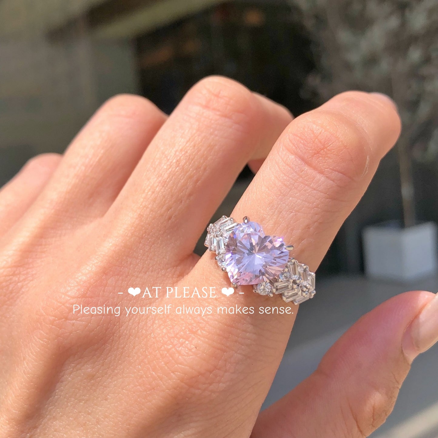 S925 Sterling Silber Rosa Herz Zirkonia Ring | Hochzeitsbankett Nordischer Hit Designer Stil
