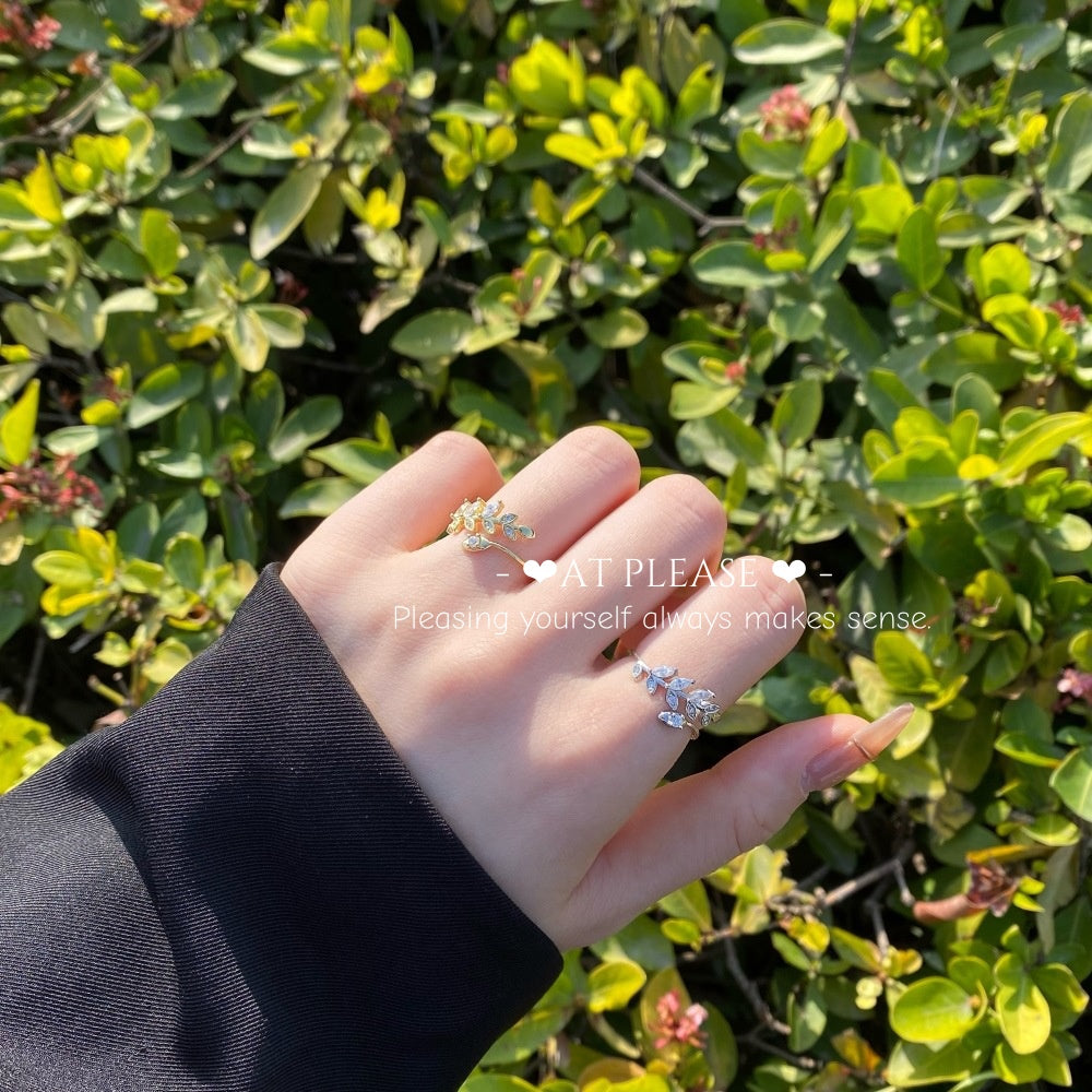 S925 Sterling Zirkon Marquise Blatt Ring | Öko-Schmuck für Naturliebhaber