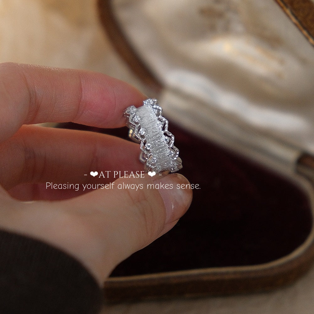 925 Silber Vintage Spitzenring – Mattiertes antikes durchbrochenes Design