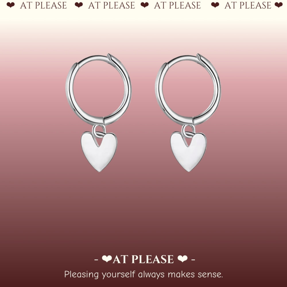 S925 Sterling Silver Heart Hoop Earrings with Clasp - Sweet INS-Style