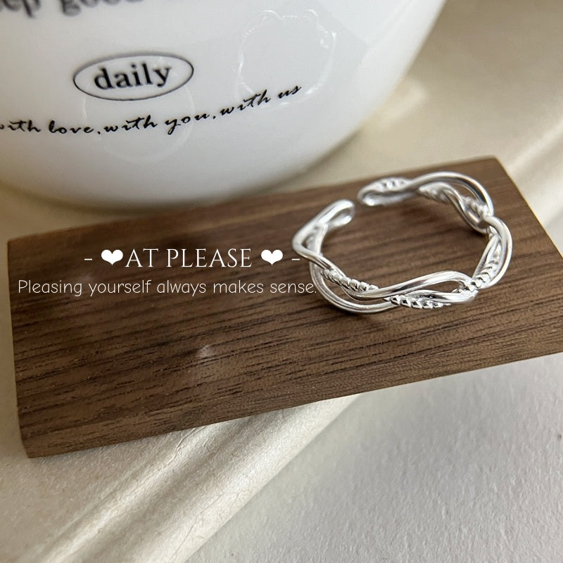 Minimalistischer durchbrochener Ring aus S925 Sterlingsilber mit Blumenkranz | Ins Style
