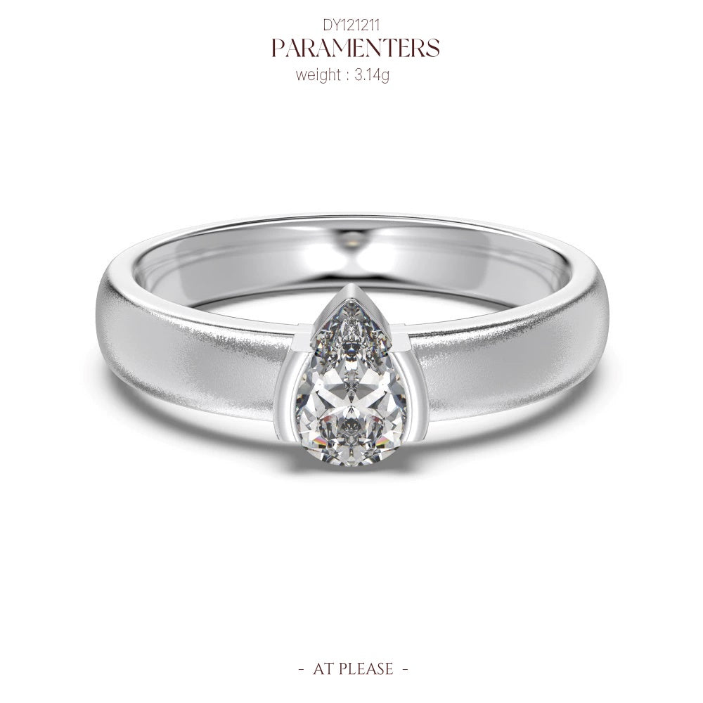 Birnenförmiger Zirkonia-Ring aus 925er Sterlingsilber | Verlobungsring mit Eisschliff-Design, Hochzeitsschmuck