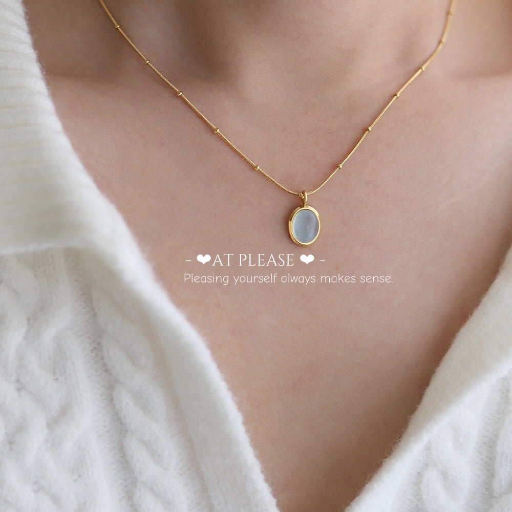 Aquamarine Galactic Tide Necklace - 18K Gold Plated Stainless Steel Celestial Jewelry with Aquamarine