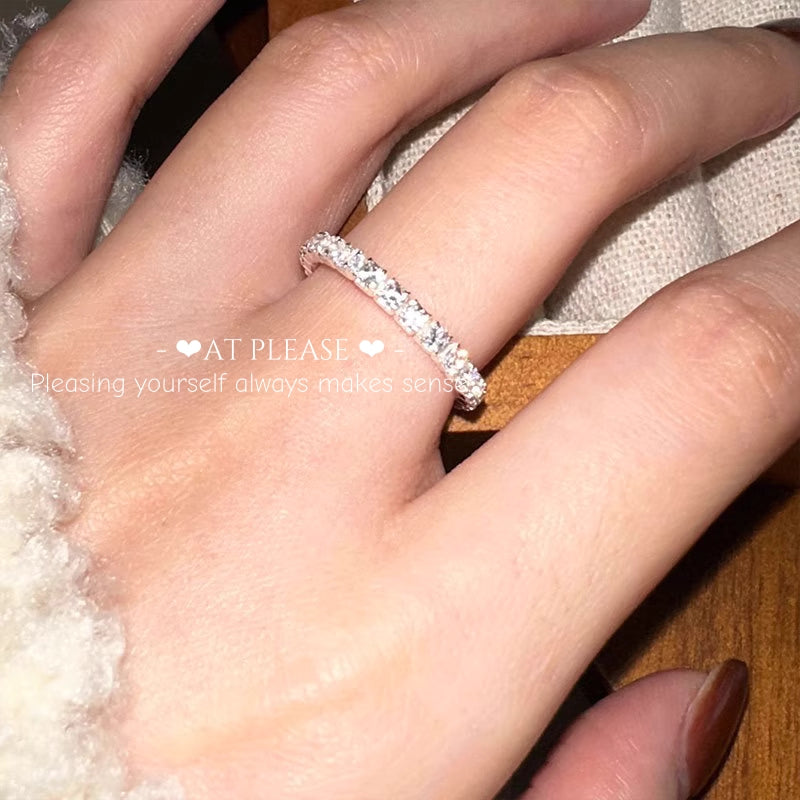 Verstellbarer Ring aus S925 Sterlingsilber mit quadratischem Diamanten – Minimalistischer Luxus