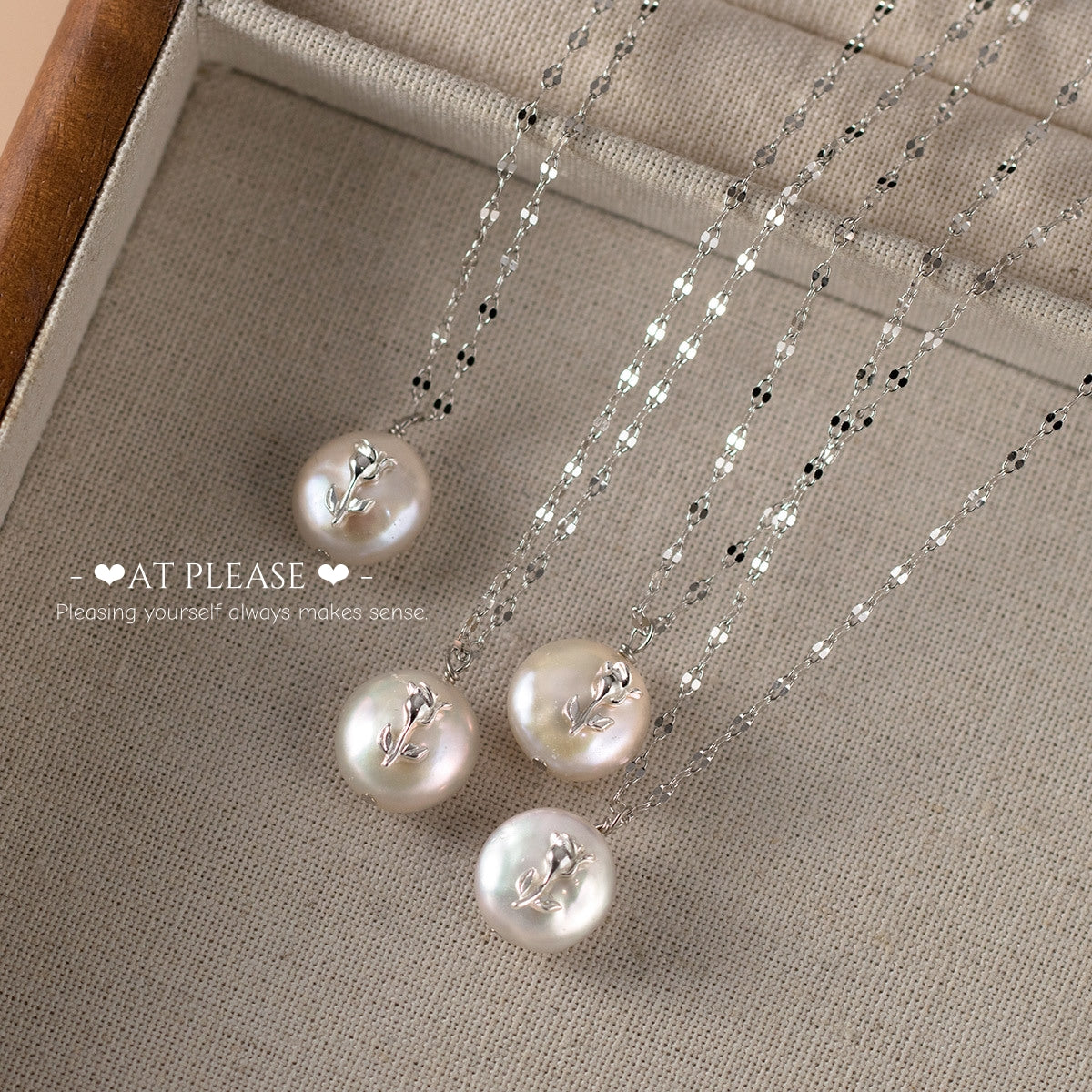 Baroque Pearl Rose Necklace - S925 Sterling Silver Niche Jewelry with Organic Charm