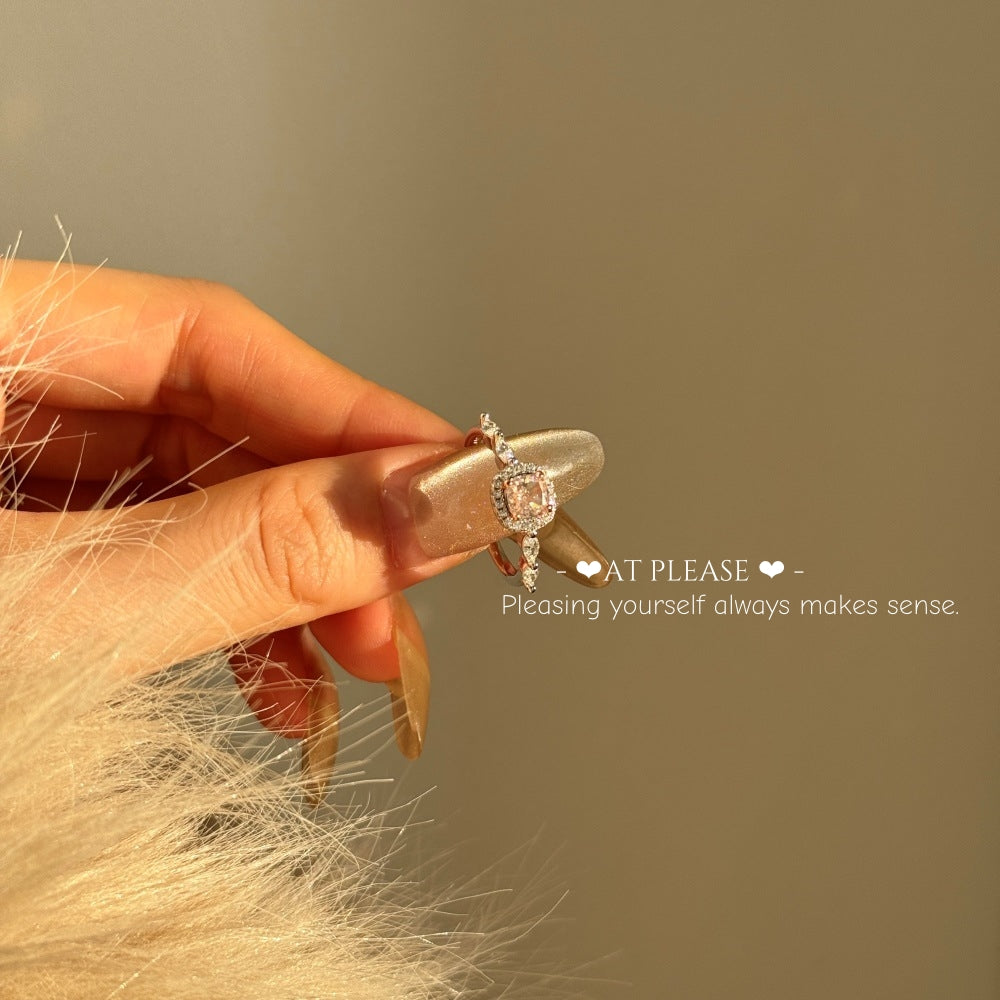 S925 Sterling Silber Rosa 8A CZ Ring | Prinzessschliff | Hochwertige, vielseitige Hochzeit