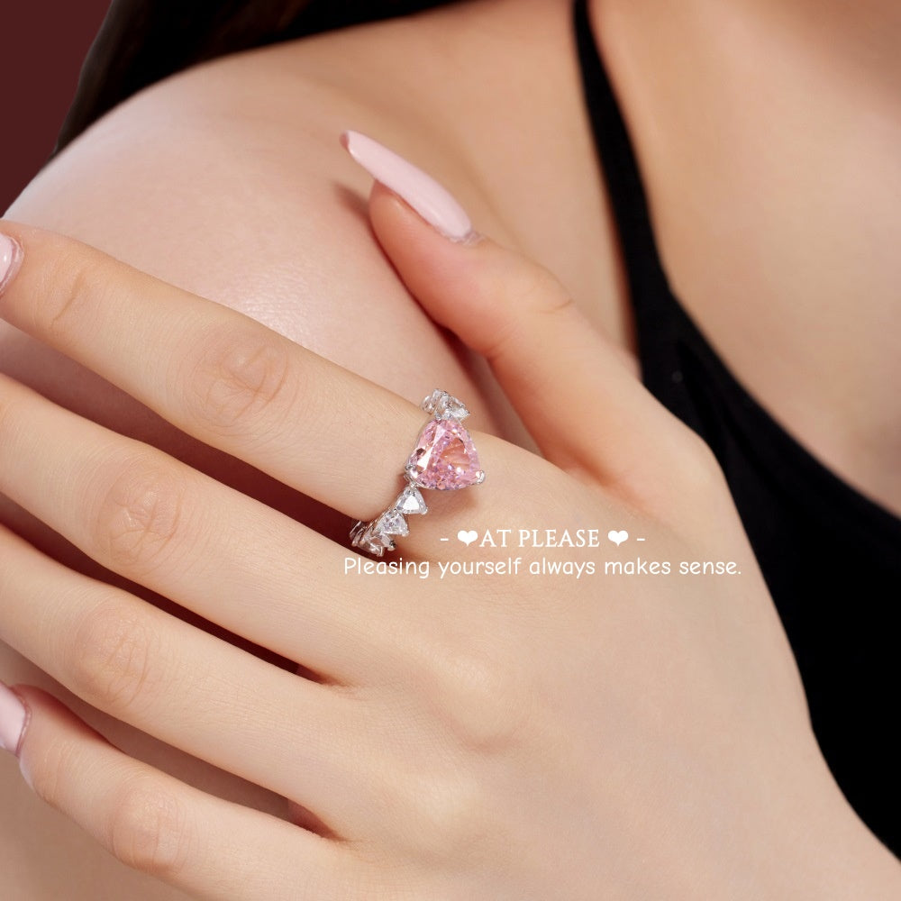 925 Sterling Silber Herz-Schliff Zirkon Ring – Funkelnder Brautschmuck