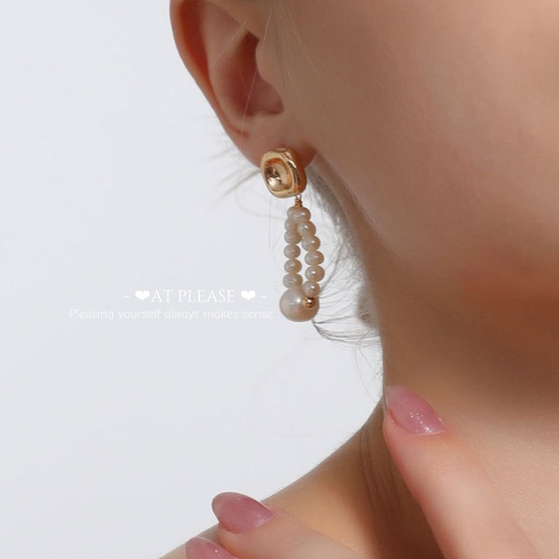 Natural Freshwater Pearl Baroque Chandelier Earrings - S925 Silver Pin Hypoallergenic