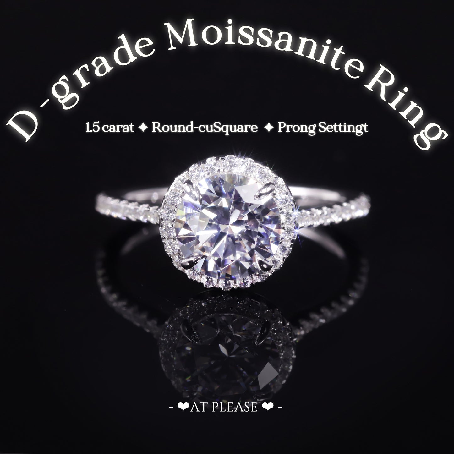 S925 Sterling Silber 1,5 ct. Runder Moissanitring in Kastenfassung | Ehering