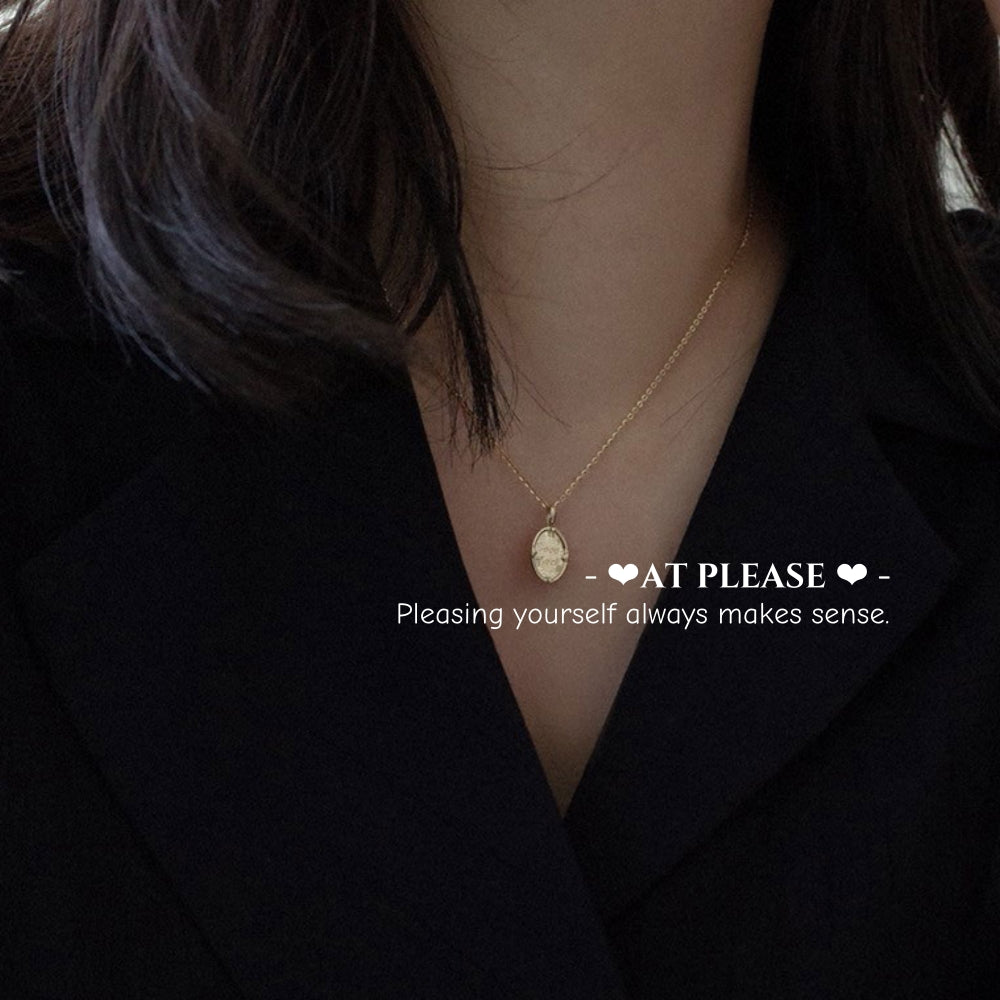 Good Luck Manifestation Necklace - S925 Sterling Silver Oval Pendant with Engraving