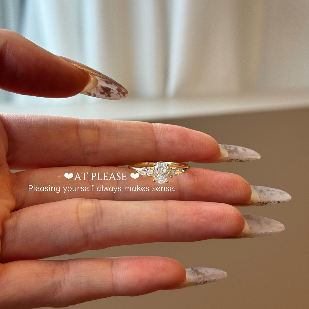 925 Sterling Silber Pariser Eleganz Dreifach-Steinring | Brillantschliff-Schmuck