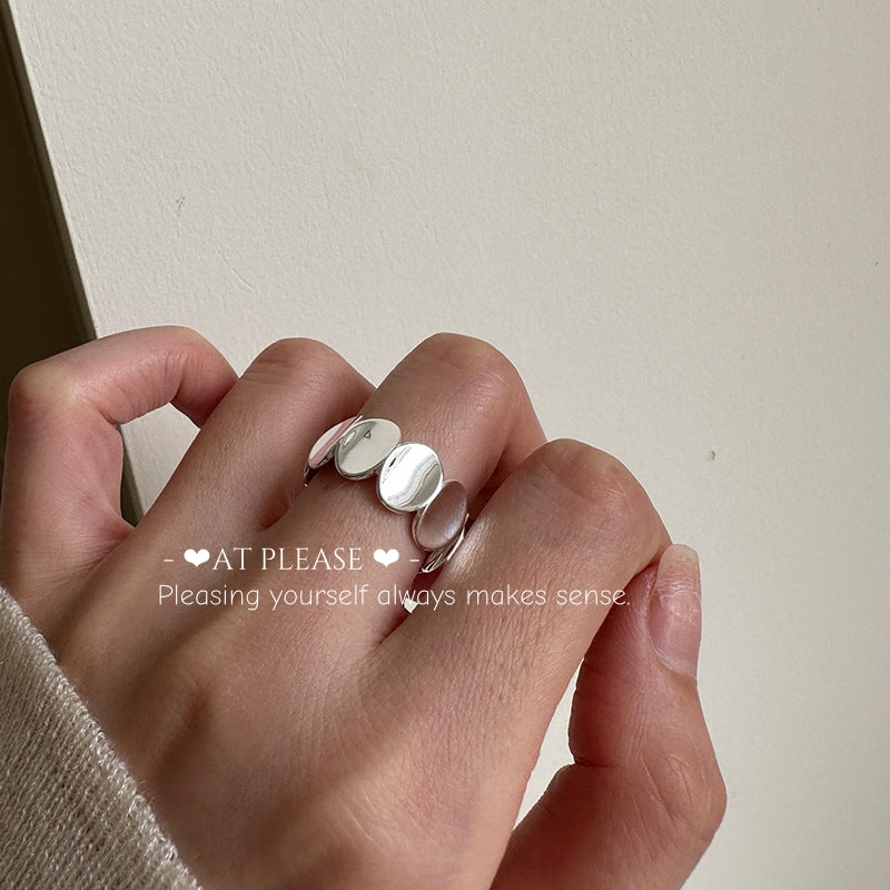 S925 Sterling Silver Polished Geometric Ellipse Ring | Minimalist Instagram Jewelry