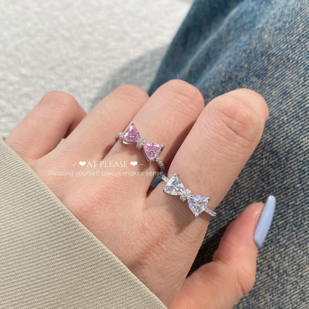Runaway Princess Schleife CZ Ring aus 925er Sterlingsilber – Zartes Diamant-Design