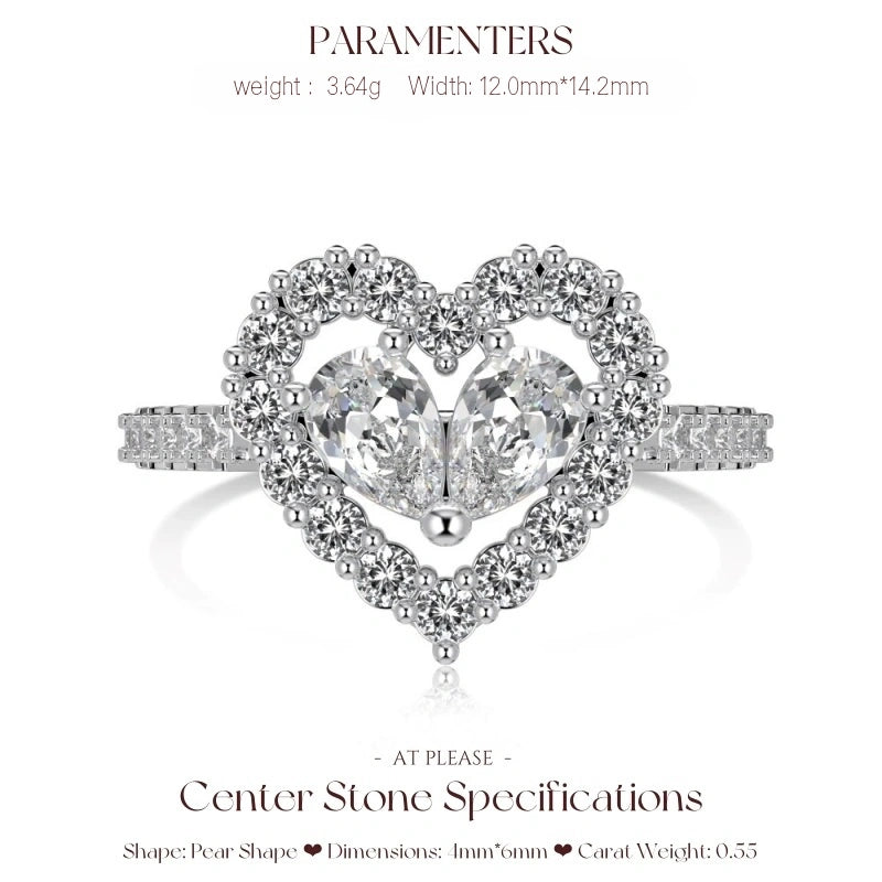 925 Sterling Silber Zirkon Ring | Elegantes Liebesherz