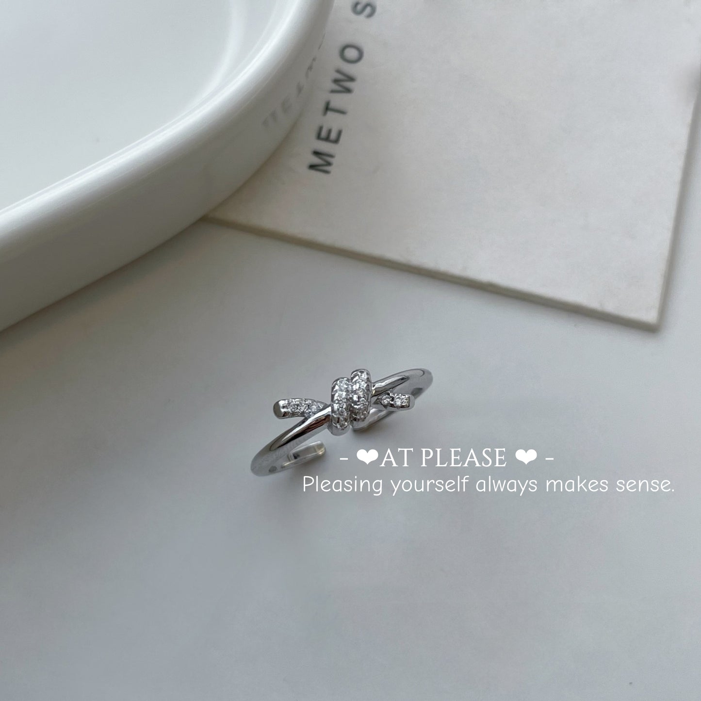 S925 Sterling Silber Vintage Einzelknoten Kristall Ring