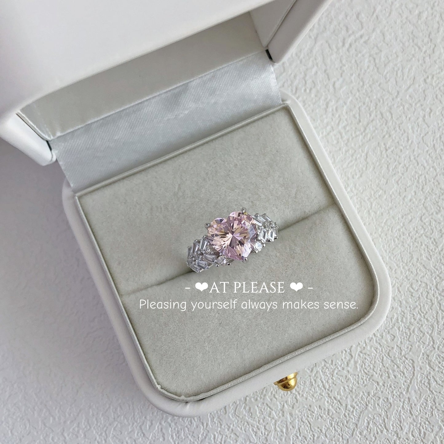 S925 Sterling Silber Rosa Herz Zirkonia Ring | Hochzeitsbankett Nordischer Hit Designer Stil