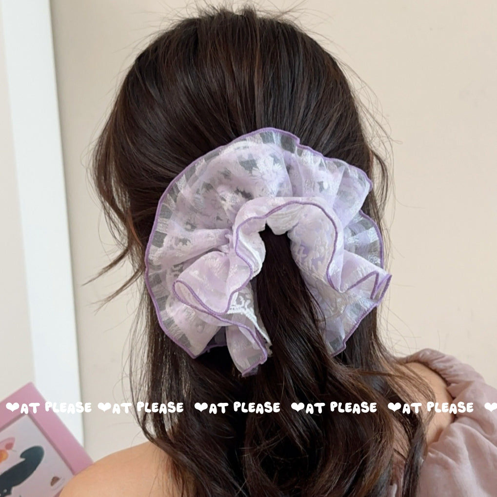 Preppy Plaid Vierlagiges Haargummi mit Spitze | Mädchenhaftes Haar-Accessoire für die Schule & den Alltag