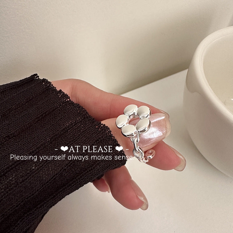 Minimalistischer Statement-Ring aus 925er Sterlingsilber mit Blumenmuster
