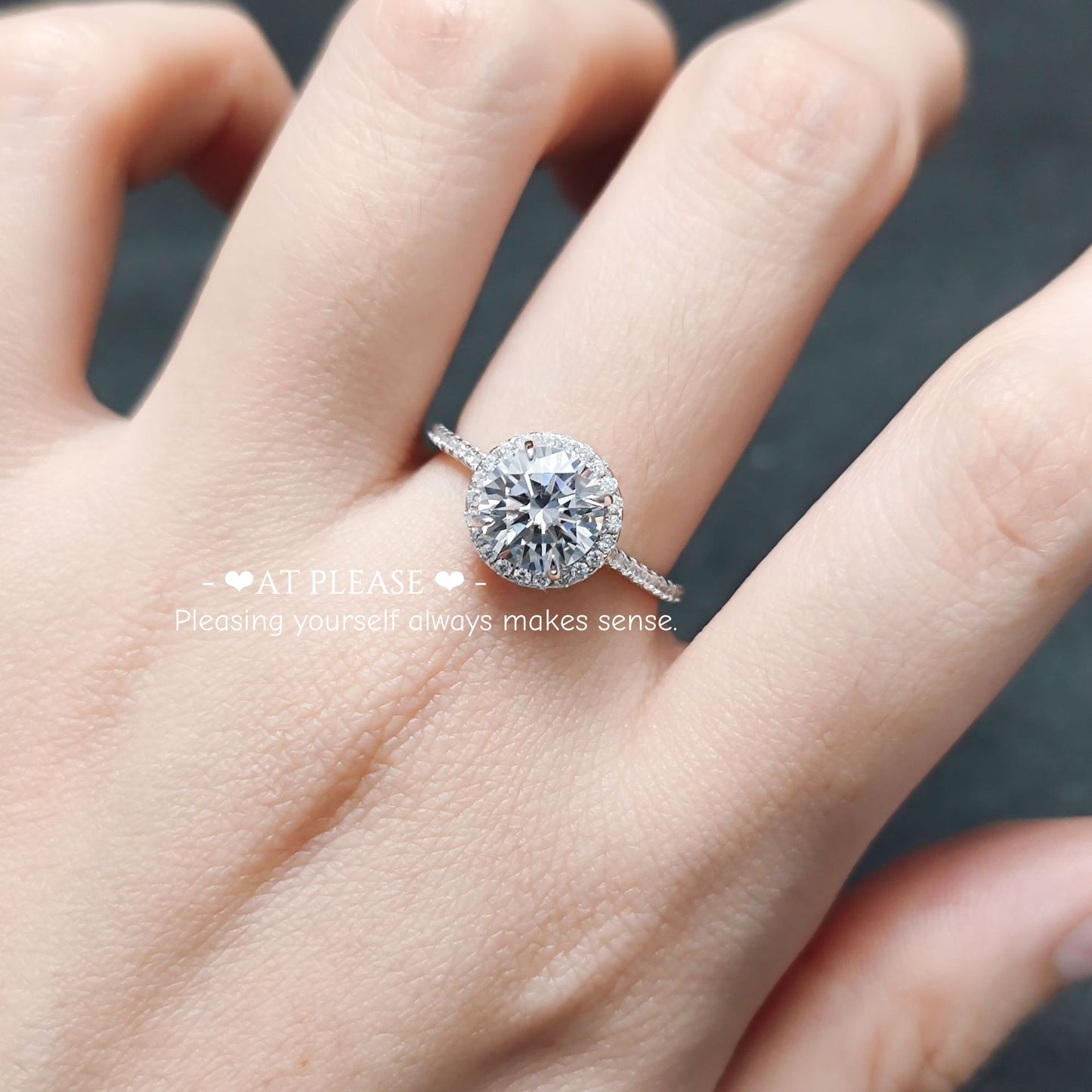 S925 Sterling Silber 1,5 ct. Runder Moissanitring in Kastenfassung | Ehering