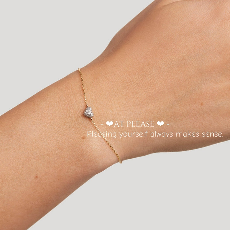 S925 Sterling Silber Volle ZC Mikropflasterfassung Mini Herz Kettenarmband | Stapelbarer Schmuck