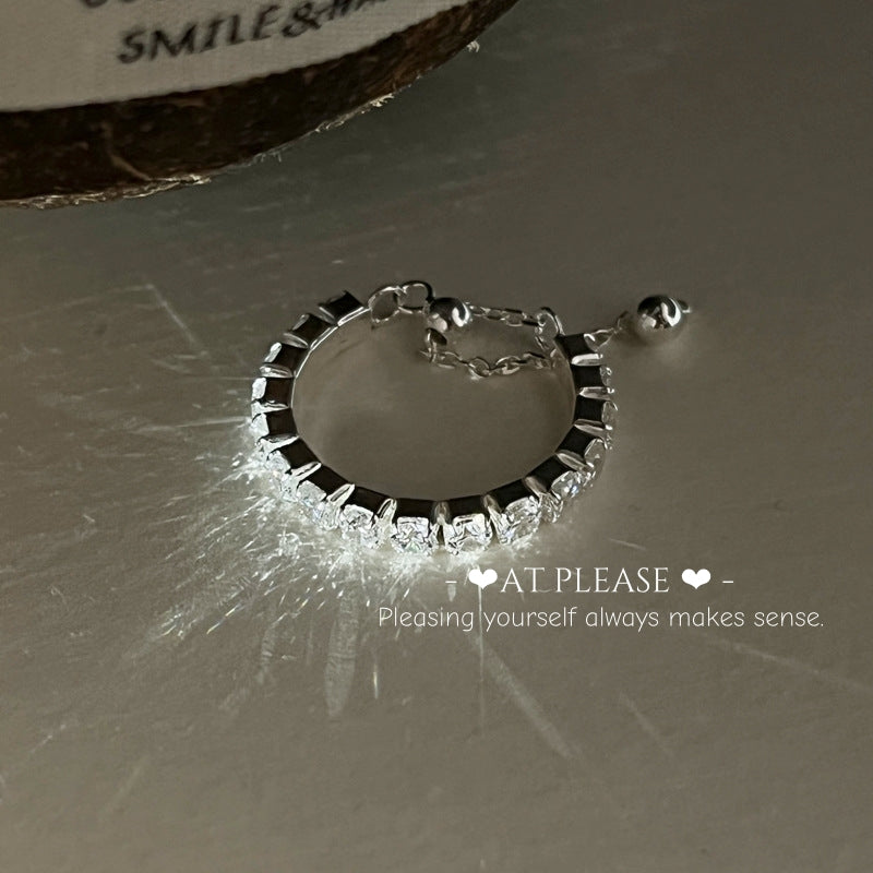 Verstellbarer Ring aus S925 Sterlingsilber mit quadratischem Diamanten – Minimalistischer Luxus