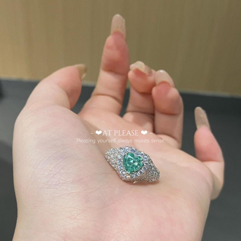 Herzring aus 925er Sterlingsilber mit Paraíba-Turmalin – Farbwechselnder Luxusschmuck