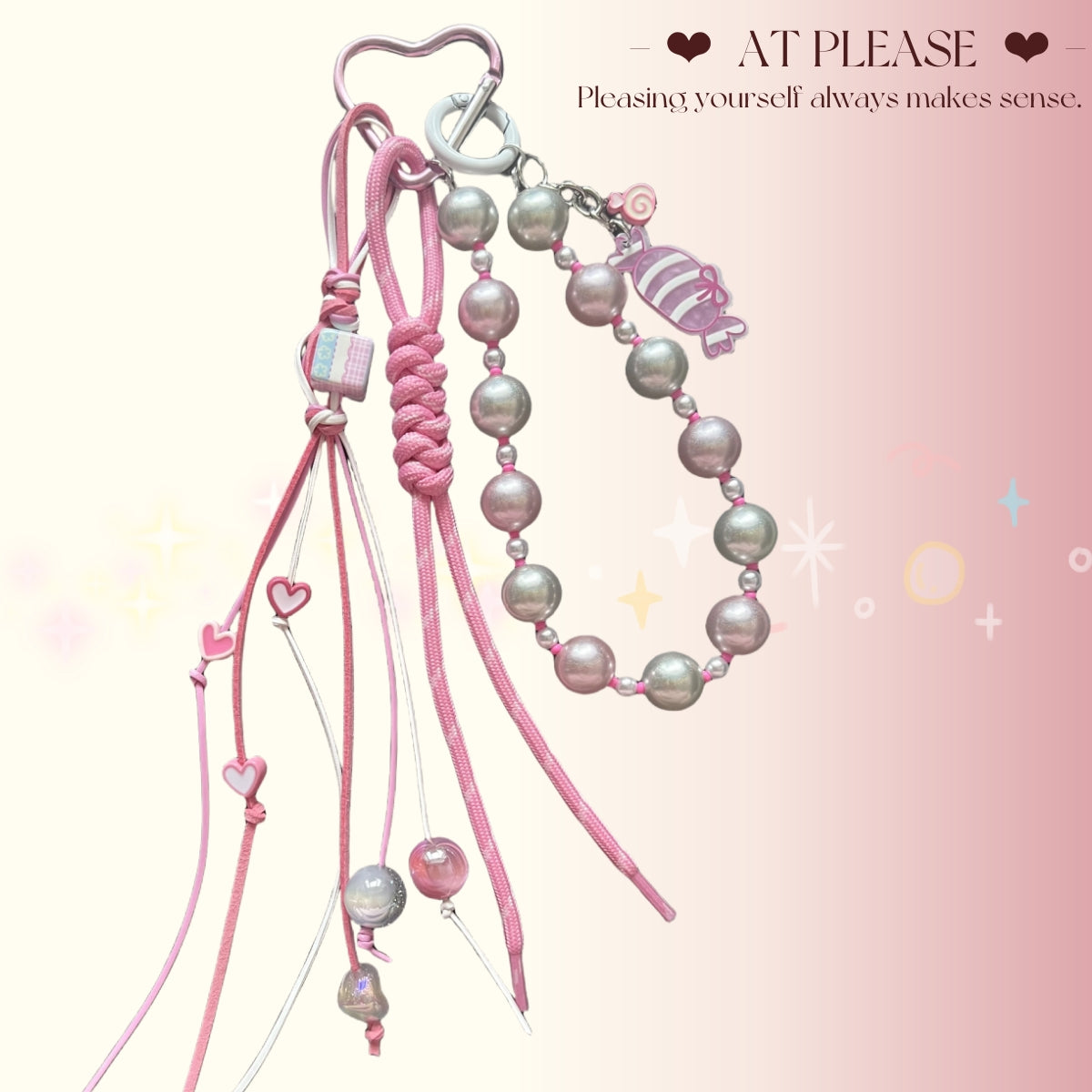 Sweet Pink Handwoven Candy Bag Charm