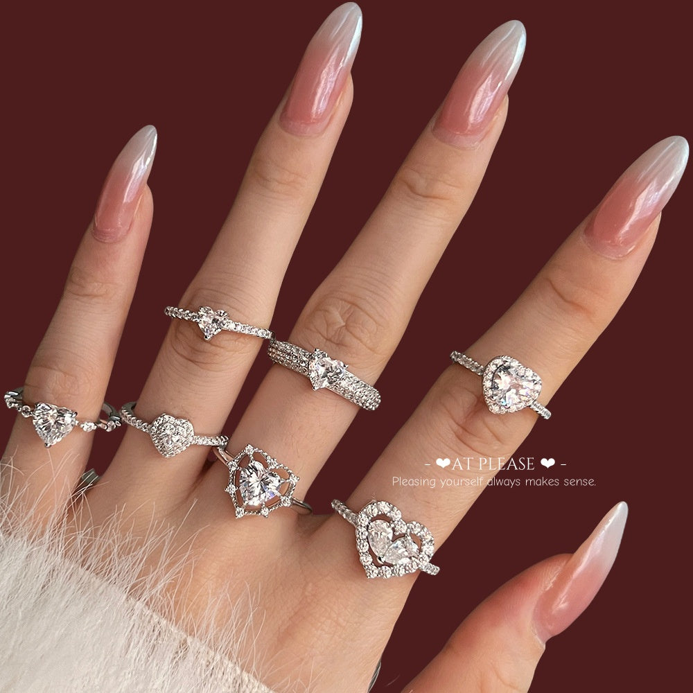 heart shape zircon rings