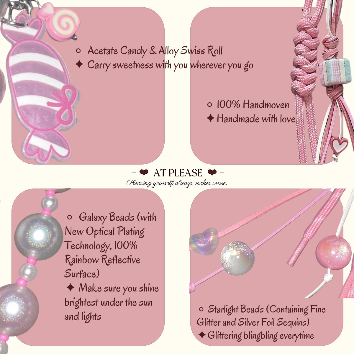 Sweet Pink Handwoven Candy Bag Charm