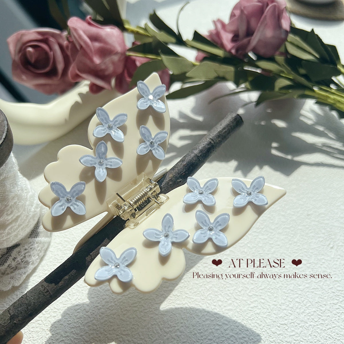 Butterfly-Shaped 3D Flower Hair Claw Clip - French Sweet Fairy Style