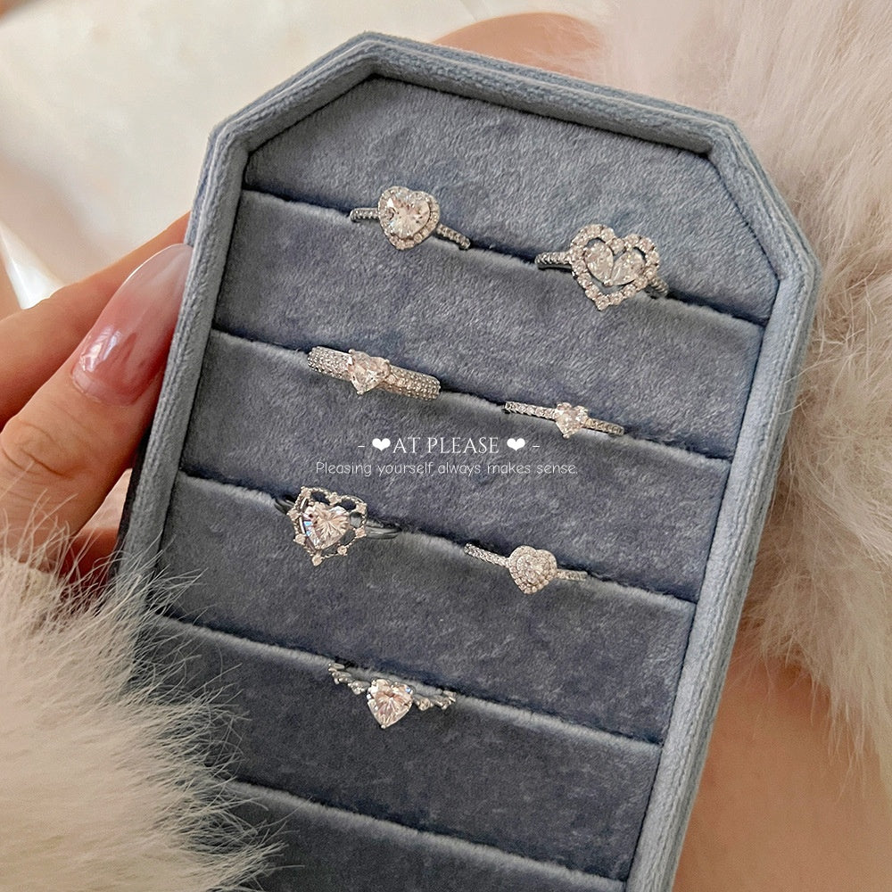 zircon rings with heart shape