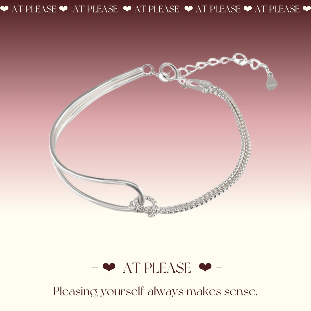 Layered silver chain bracelet with asymmetrical links