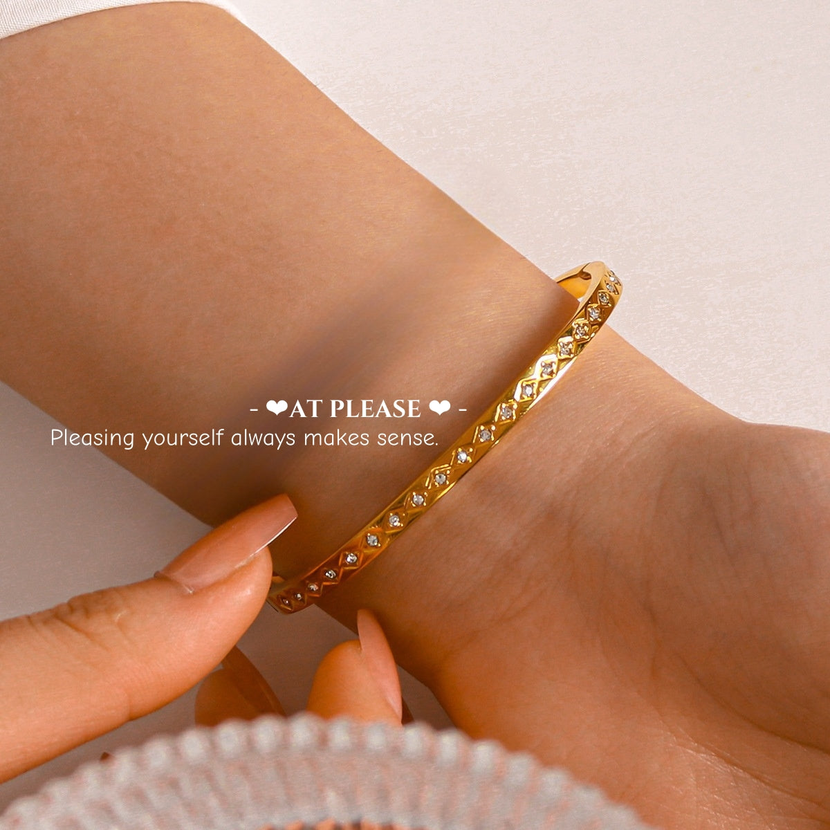 Intricate diamond placement on stainless steel bracelet